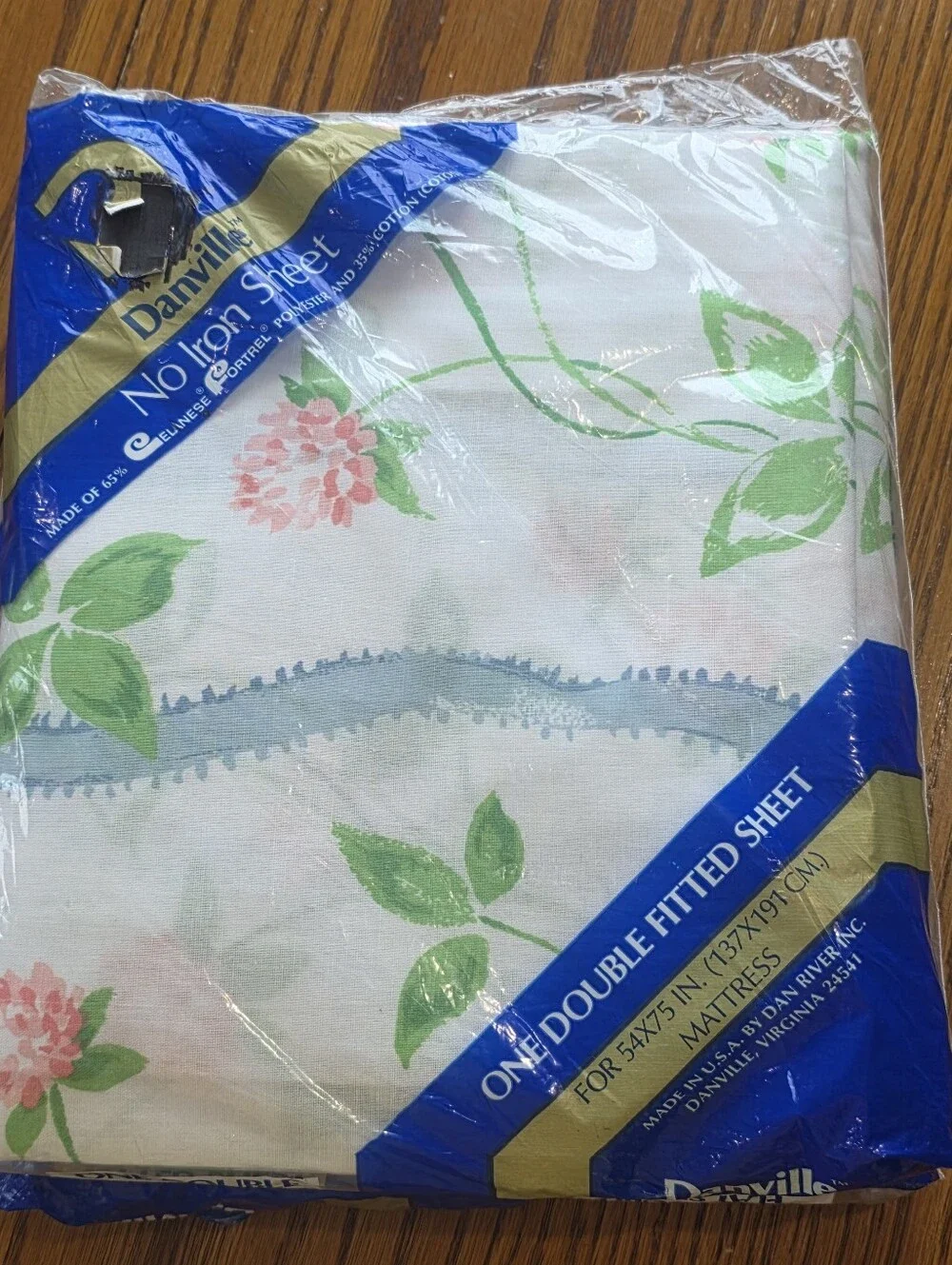 Vtg Danville By Dan River Sheet Set Double Flat & Fitted Floral NOS Made In USA